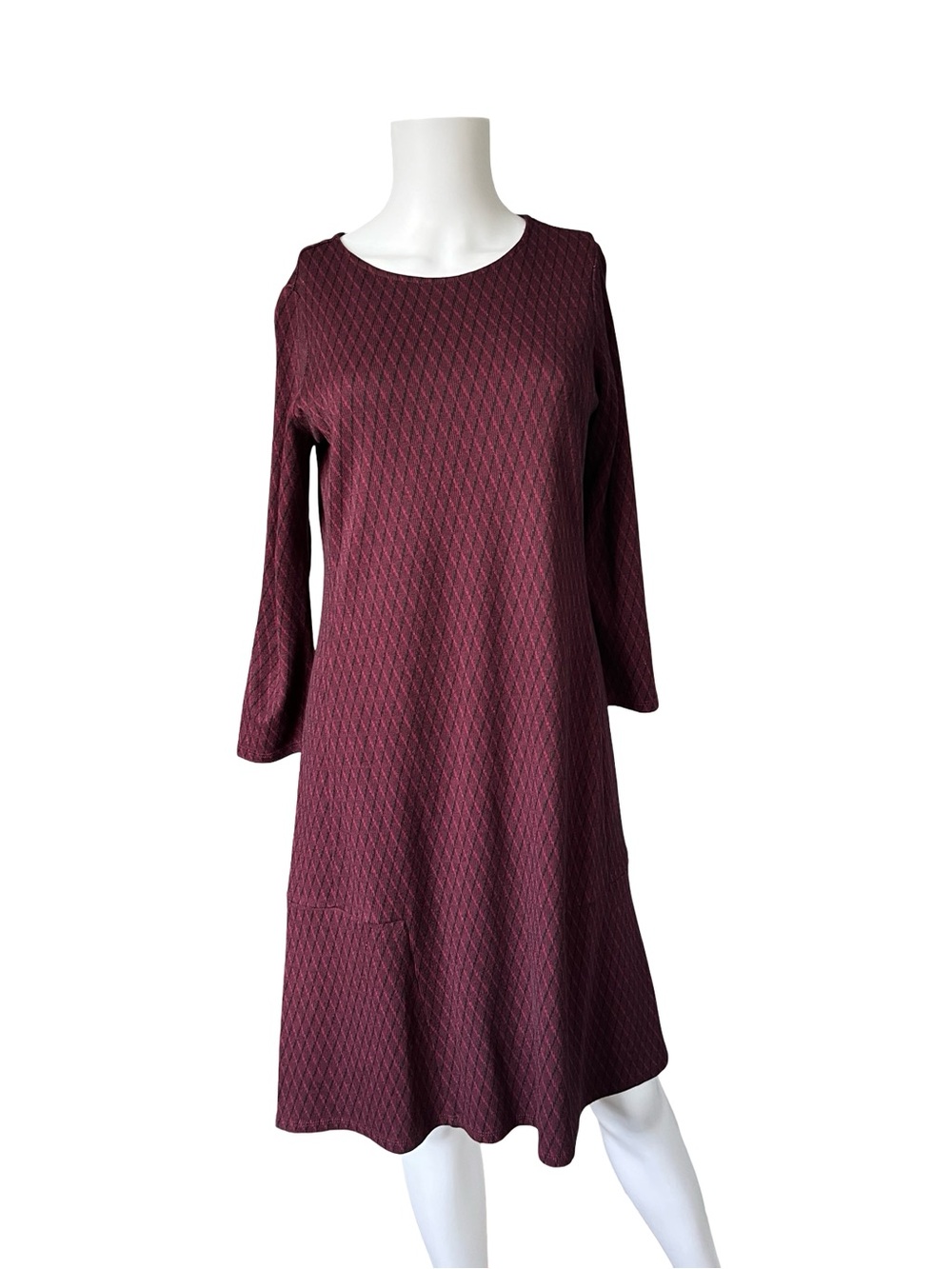 J Jill Ponte Knit Dress Long Sleeve Burgundy Red Office Womens Size XS Petite